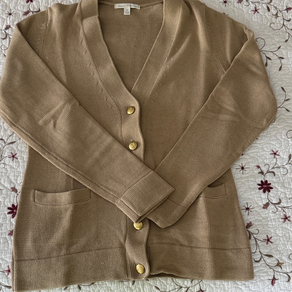 Elegant Tan Button-Up Cardigan